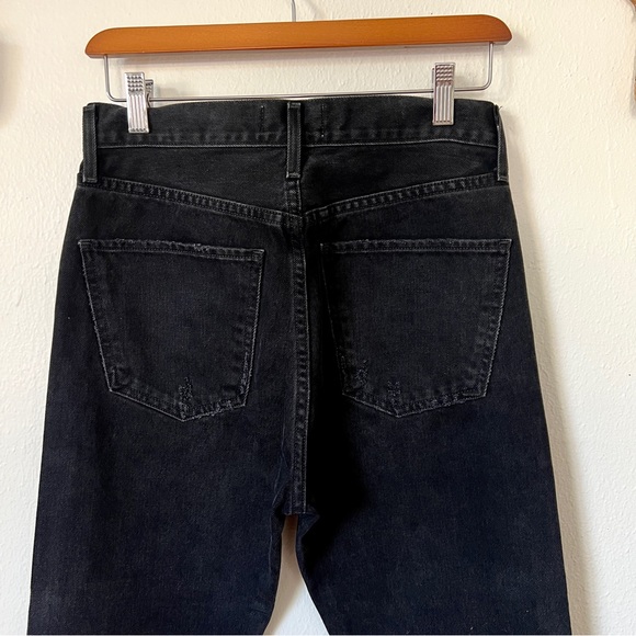 AGOLDE Cherie High Rise Straight Jeans Distortion Black Distressed - Picture 8 of 10